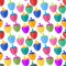 Seamless pattern with colorful strawberries