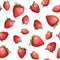 Seamless pattern with colorful strawberry. Aquarelle