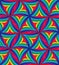 Seamless Pattern of Colorful Striped Curved Triangles. Geometric Abstract Background.