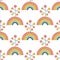 Seamless pattern with colorful stylish rainbow, tree with fruit . Vector illustrations for children`s fabric