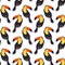 Seamless pattern with colorful toucans