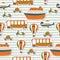 Seamless pattern with colorful transport