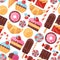 Seamless pattern colorful various candy, sweets