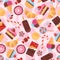 Seamless pattern colorful various candy, sweets