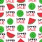 Seamless pattern with colorful watermelons and phrases Summer sa