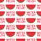 Seamless pattern with colorful watermelons slices and words Watermelon