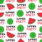 Seamless pattern with colorful watermelons and text Summer party