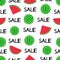 Seamless pattern with colorful watermelons and words Sale.