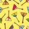 Seamless Pattern with Colorful Wooden Balalaikas