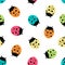 Seamless pattern of colorfull ladybugs.