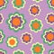 Seamless pattern with colourful retro flowers
