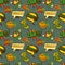 Seamless pattern from comic style phrases on colorful background