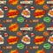 Seamless pattern from comic style phrases on colorful background