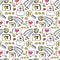 Seamless pattern concept customer feedback, positive review. High rating in application. Hand drawn doodle background. Online