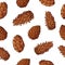 Seamless pattern with cones. Christmas pattern. Pinecones.