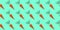 Seamless pattern of contour carrots drawn in one line with a substrate of color of lush lava on an aqua menthe background. Trend c