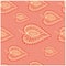 Seamless pattern contour doodle decor leaves on pink background