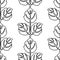 Seamless pattern of contour drawings decorative leaves