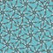 Seamless pattern of contour plants. Floral ornament on an azure background. Vintage floral texture for fabric, tile, wallpaper