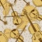 Seamless pattern of contrabass and violin
