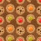 Seamless pattern with cookies and hearts