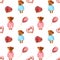 Seamless pattern of cookies in the shape of hearts, balloons and Teddy bears.