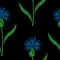 Seamless pattern with corn flower embroidery stitches imitation