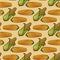 Seamless pattern with corn. Vector background in autumn style.