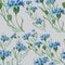 Seamless pattern. Cornflowers. Collage of flowers and leaves.