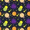 Seamless pattern with cosmic planets.