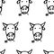 Seamless pattern with cow`s head. Vector hand drawn illustration