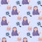 Seamless pattern cozy movie watching, with pizza, popcorn