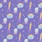 Seamless pattern cozy movie watching, with pizza, popcorn