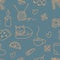 Seamless pattern with cozy winter icon set