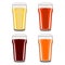 Seamless pattern with craft beer in pint nonic. Light beer, dark beer, ale, and lager in cartoon style. Beer day