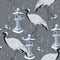 Seamless pattern with cranes and snow