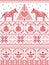 Seamless pattern in cross stitch with Christmas tree, snowflake, Danish style Dala horse decoration, angel, bauble, heart