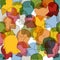 Seamless pattern of a crowd of many different people profile heads