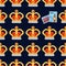 Seamless pattern with crown monarch and stamps to the noble dark blue background