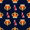 Seamless pattern with crown monarch to the noble dark blue background