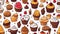 Seamless pattern with cupcakes and muffins