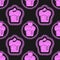 Seamless pattern cupcakes pink on black background vector image