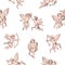 Seamless pattern Cupids holding bows and shooting arrows on white background. Backdrop with pink cute angels, gods of