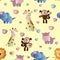 Seamless pattern with cute african animals