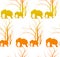 Seamless pattern with cute animal, Elephants. The elephant`s baby with mother. A walk in the savannah
