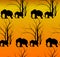 Seamless pattern with cute animal, Elephants. The elephant`s baby with mother. A walk in the savannah