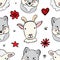 Seamless pattern with cute animals