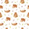 Seamless pattern with cute animals families wombat, bear, otter