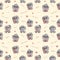 Seamless pattern. Cute animals. Little Hares in love. With a heart, a red flower and a box of gifts in his paws on a pink