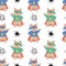 Seamless pattern with cute animals superheroes.